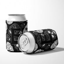 Load image into Gallery viewer, Letter E Day of the Dead Skulls Black Can or Bottle Hugger CJ2008-ECC