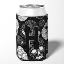 Load image into Gallery viewer, Letter H Day of the Dead Skulls Black Can or Bottle Hugger CJ2008-HCC