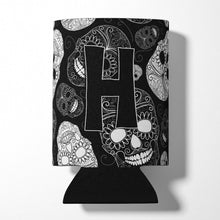 Load image into Gallery viewer, Letter H Day of the Dead Skulls Black Can or Bottle Hugger CJ2008-HCC
