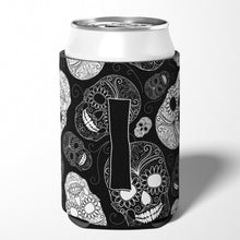 Load image into Gallery viewer, Letter I Day of the Dead Skulls Black Can or Bottle Hugger CJ2008-ICC