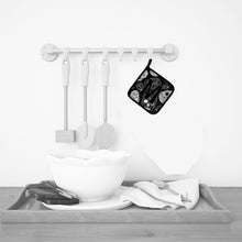 Load image into Gallery viewer, Letter M Day of the Dead Skulls Black Pot Holders - Set of 2 - Heat-Resistant Kitchen Essentials CJ2008-MPTHD