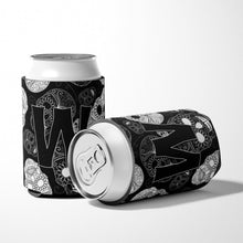 Load image into Gallery viewer, Letter W Day of the Dead Skulls Black Can or Bottle Hugger CJ2008-WCC