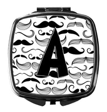 Load image into Gallery viewer, Letter A Moustache Initial Compact Mirror – Stylish Purse Mirror with Artistic Covers CJ2009-ASCM