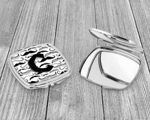 Load image into Gallery viewer, Letter C Moustache Initial Compact Mirror – Stylish Purse Mirror with Artistic Covers CJ2009-CSCM
