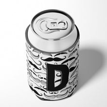 Load image into Gallery viewer, Letter D Moustache Initial Can or Bottle Hugger CJ2009-DCC