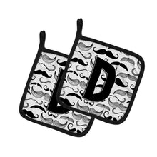 Load image into Gallery viewer, Letter D Moustache Initial Pot Holders - Set of 2 - Heat-Resistant Kitchen Essentials CJ2009-DPTHD