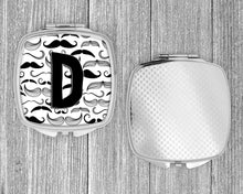 Load image into Gallery viewer, Letter D Moustache Initial Compact Mirror – Stylish Purse Mirror with Artistic Covers CJ2009-DSCM