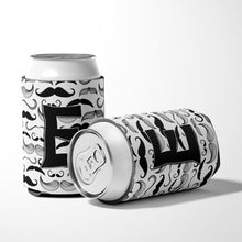 Load image into Gallery viewer, Letter E Moustache Initial Can or Bottle Hugger CJ2009-ECC