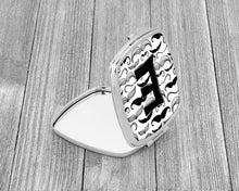 Load image into Gallery viewer, Letter E Moustache Initial Compact Mirror – Stylish Purse Mirror with Artistic Covers CJ2009-ESCM