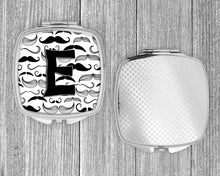 Load image into Gallery viewer, Letter E Moustache Initial Compact Mirror – Stylish Purse Mirror with Artistic Covers CJ2009-ESCM