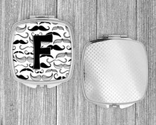 Load image into Gallery viewer, Letter F Moustache Initial Compact Mirror – Stylish Purse Mirror with Artistic Covers CJ2009-FSCM