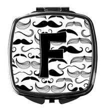 Load image into Gallery viewer, Letter F Moustache Initial Compact Mirror – Stylish Purse Mirror with Artistic Covers CJ2009-FSCM