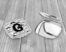 Load image into Gallery viewer, Letter G Moustache Initial Compact Mirror – Stylish Purse Mirror with Artistic Covers CJ2009-GSCM