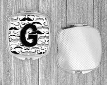 Load image into Gallery viewer, Letter G Moustache Initial Compact Mirror – Stylish Purse Mirror with Artistic Covers CJ2009-GSCM