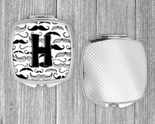 Load image into Gallery viewer, Letter H Moustache Initial Compact Mirror – Stylish Purse Mirror with Artistic Covers CJ2009-HSCM
