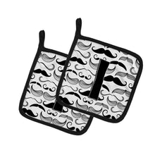 Load image into Gallery viewer, Letter I Moustache Initial Pot Holders - Set of 2 - Heat-Resistant Kitchen Essentials CJ2009-IPTHD