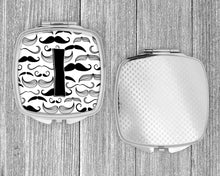 Load image into Gallery viewer, Letter I Moustache Initial Compact Mirror – Stylish Purse Mirror with Artistic Covers CJ2009-ISCM