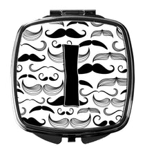 Load image into Gallery viewer, Letter I Moustache Initial Compact Mirror – Stylish Purse Mirror with Artistic Covers CJ2009-ISCM