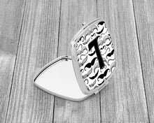 Load image into Gallery viewer, Letter L Moustache Initial Compact Mirror – Stylish Purse Mirror with Artistic Covers CJ2009-LSCM