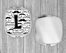 Load image into Gallery viewer, Letter L Moustache Initial Compact Mirror – Stylish Purse Mirror with Artistic Covers CJ2009-LSCM