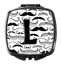 Load image into Gallery viewer, Letter L Moustache Initial Compact Mirror – Stylish Purse Mirror with Artistic Covers CJ2009-LSCM