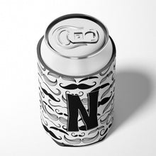Load image into Gallery viewer, Letter N Moustache Initial Can or Bottle Hugger CJ2009-NCC