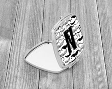Load image into Gallery viewer, Letter N Moustache Initial Compact Mirror – Stylish Purse Mirror with Artistic Covers CJ2009-NSCM