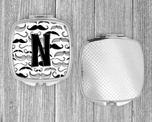 Load image into Gallery viewer, Letter N Moustache Initial Compact Mirror – Stylish Purse Mirror with Artistic Covers CJ2009-NSCM