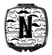 Load image into Gallery viewer, Letter N Moustache Initial Compact Mirror – Stylish Purse Mirror with Artistic Covers CJ2009-NSCM