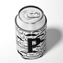 Load image into Gallery viewer, Letter P Moustache Initial Can or Bottle Hugger CJ2009-PCC