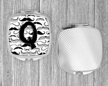 Load image into Gallery viewer, Letter Q Moustache Initial Compact Mirror – Stylish Purse Mirror with Artistic Covers CJ2009-QSCM