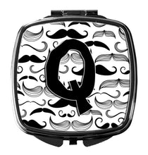 Load image into Gallery viewer, Letter Q Moustache Initial Compact Mirror – Stylish Purse Mirror with Artistic Covers CJ2009-QSCM