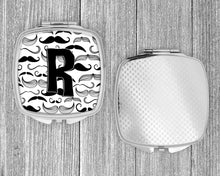 Load image into Gallery viewer, Letter R Moustache Initial Compact Mirror – Stylish Purse Mirror with Artistic Covers CJ2009-RSCM