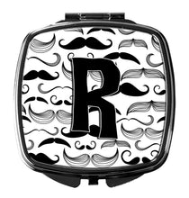 Load image into Gallery viewer, Letter R Moustache Initial Compact Mirror – Stylish Purse Mirror with Artistic Covers CJ2009-RSCM