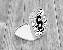 Load image into Gallery viewer, Letter S Moustache Initial Compact Mirror – Stylish Purse Mirror with Artistic Covers CJ2009-SSCM