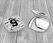 Load image into Gallery viewer, Letter S Moustache Initial Compact Mirror – Stylish Purse Mirror with Artistic Covers CJ2009-SSCM