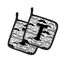 Load image into Gallery viewer, Letter T Moustache Initial Pot Holders - Set of 2 - Heat-Resistant Kitchen Essentials CJ2009-TPTHD