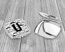 Load image into Gallery viewer, Letter U Moustache Initial Compact Mirror – Stylish Purse Mirror with Artistic Covers CJ2009-USCM