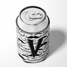 Load image into Gallery viewer, Letter V Moustache Initial Can or Bottle Hugger CJ2009-VCC