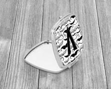 Load image into Gallery viewer, Letter V Moustache Initial Compact Mirror – Stylish Purse Mirror with Artistic Covers CJ2009-VSCM
