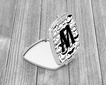 Load image into Gallery viewer, Letter W Moustache Initial Compact Mirror – Stylish Purse Mirror with Artistic Covers CJ2009-WSCM