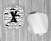 Load image into Gallery viewer, Letter X Moustache Initial Compact Mirror – Stylish Purse Mirror with Artistic Covers CJ2009-XSCM