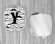 Load image into Gallery viewer, Letter Y Moustache Initial Compact Mirror – Stylish Purse Mirror with Artistic Covers CJ2009-YSCM