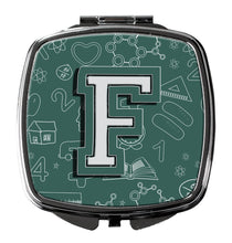 Load image into Gallery viewer, Letter F Back to School Initial Compact Mirror – Stylish Purse Mirror with Artistic Covers CJ2010-FSCM