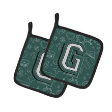 Load image into Gallery viewer, Letter G Back to School Initial Pot Holders - Set of 2 - Heat-Resistant Kitchen Essentials CJ2010-GPTHD