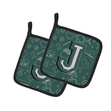 Load image into Gallery viewer, Letter J Back to School Initial Pot Holders - Set of 2 - Heat-Resistant Kitchen Essentials CJ2010-JPTHD