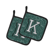 Load image into Gallery viewer, Letter K Back to School Initial Pot Holders - Set of 2 - Heat-Resistant Kitchen Essentials CJ2010-KPTHD