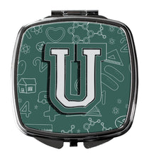 Load image into Gallery viewer, Letter U Back to School Initial Compact Mirror – Stylish Purse Mirror with Artistic Covers CJ2010-USCM