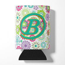 Load image into Gallery viewer, Letter B Flowers Pink Teal Green Initial Can or Bottle Hugger CJ2011-BCC