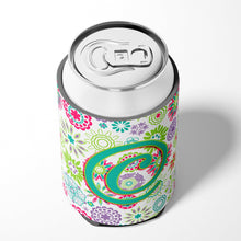Load image into Gallery viewer, Letter C Flowers Pink Teal Green Initial Can or Bottle Hugger CJ2011-CCC
